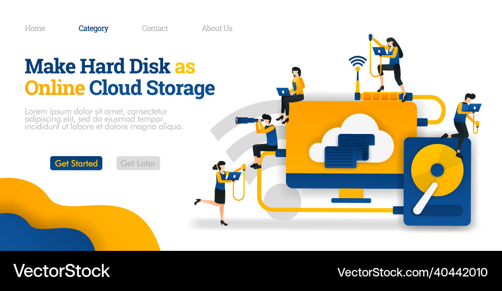 Make harddisk as online cloud storage file vector image