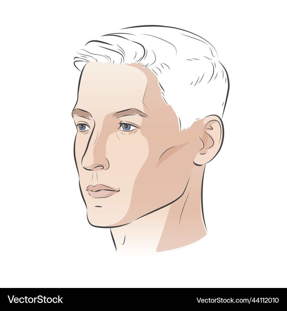 Man face portrait three different angles and turns Man face portrait three different angles and turns vector image