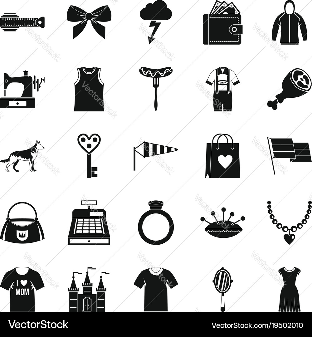 Mannerism icons set simple style Vector Image
