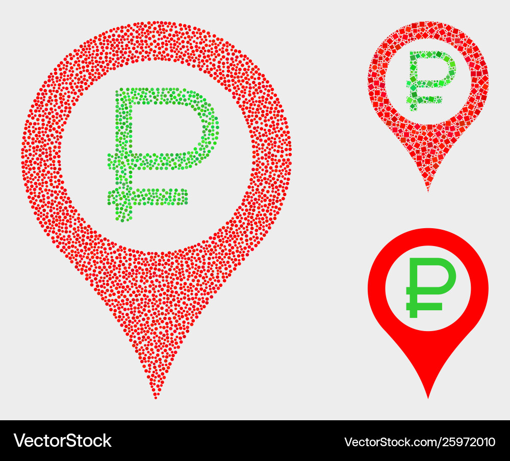 Pixelated rouble map marker icons Pixelated rouble map marker icons vector image