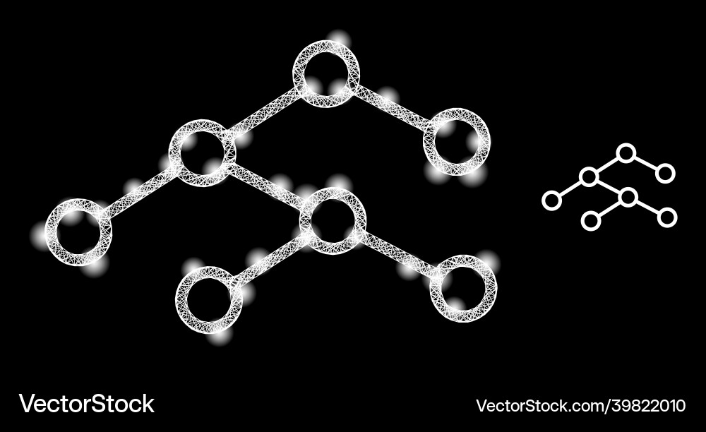 Polygonal wire frame mesh binary tree with magic Polygonal wire frame mesh binary tree with magic vector image
