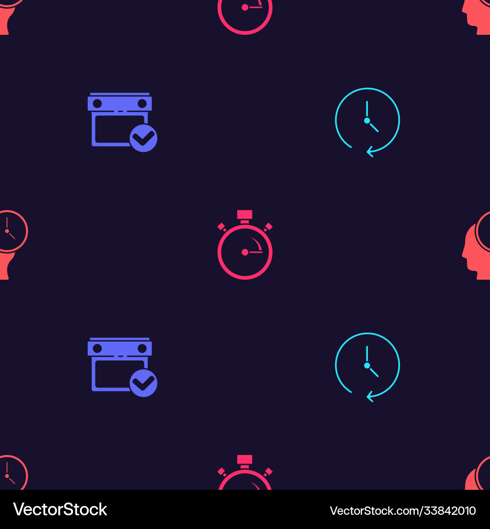 Set clock calendar with check mark stopwatch Vector Image