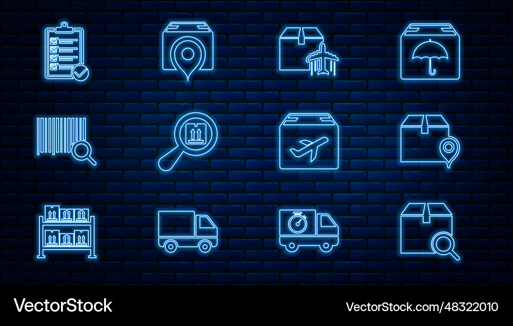 Set line search package location with cardboard Set line search package location with cardboard vector image