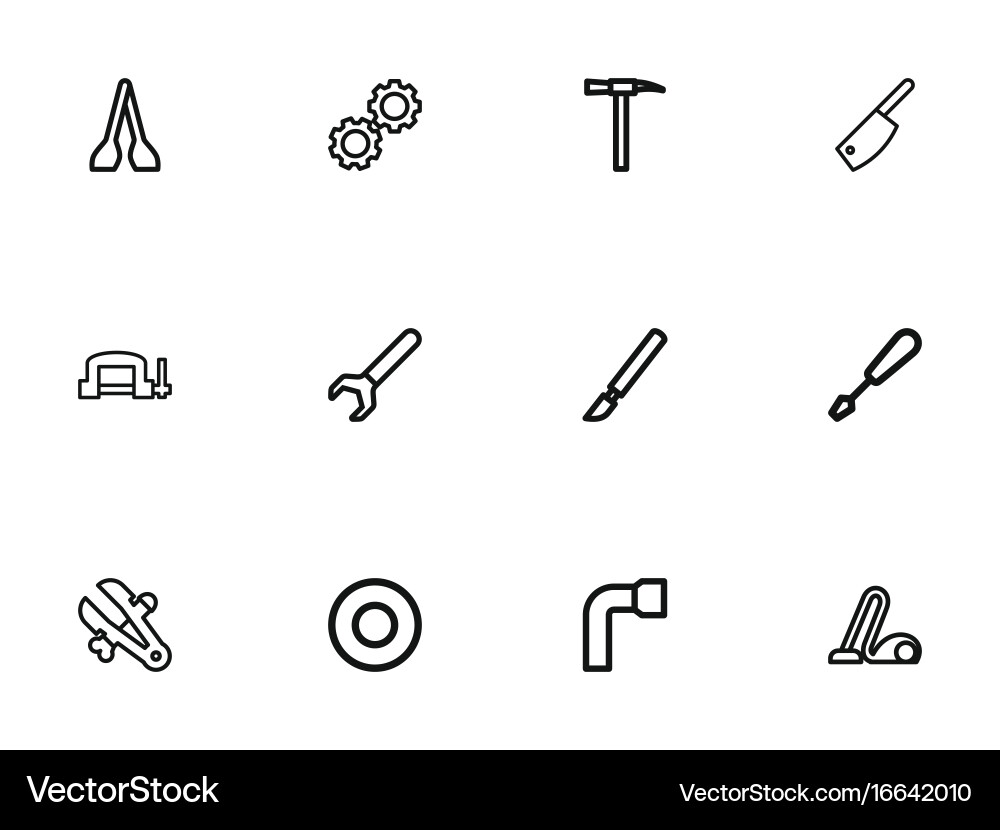 Set of 12 editable tools outline icons includes vector image