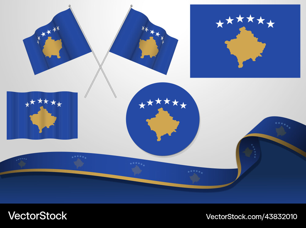 Set of kosovo flags in different designs Vector Image