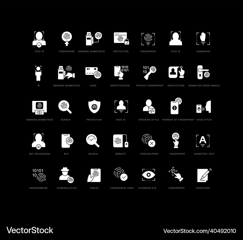 Set of simple icons biometrics Set of simple icons biometrics vector image