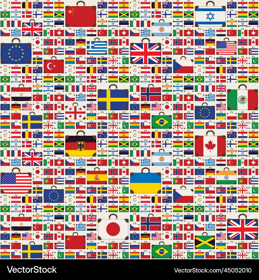 Suitcase Flags Seamless Pattern Vector Image