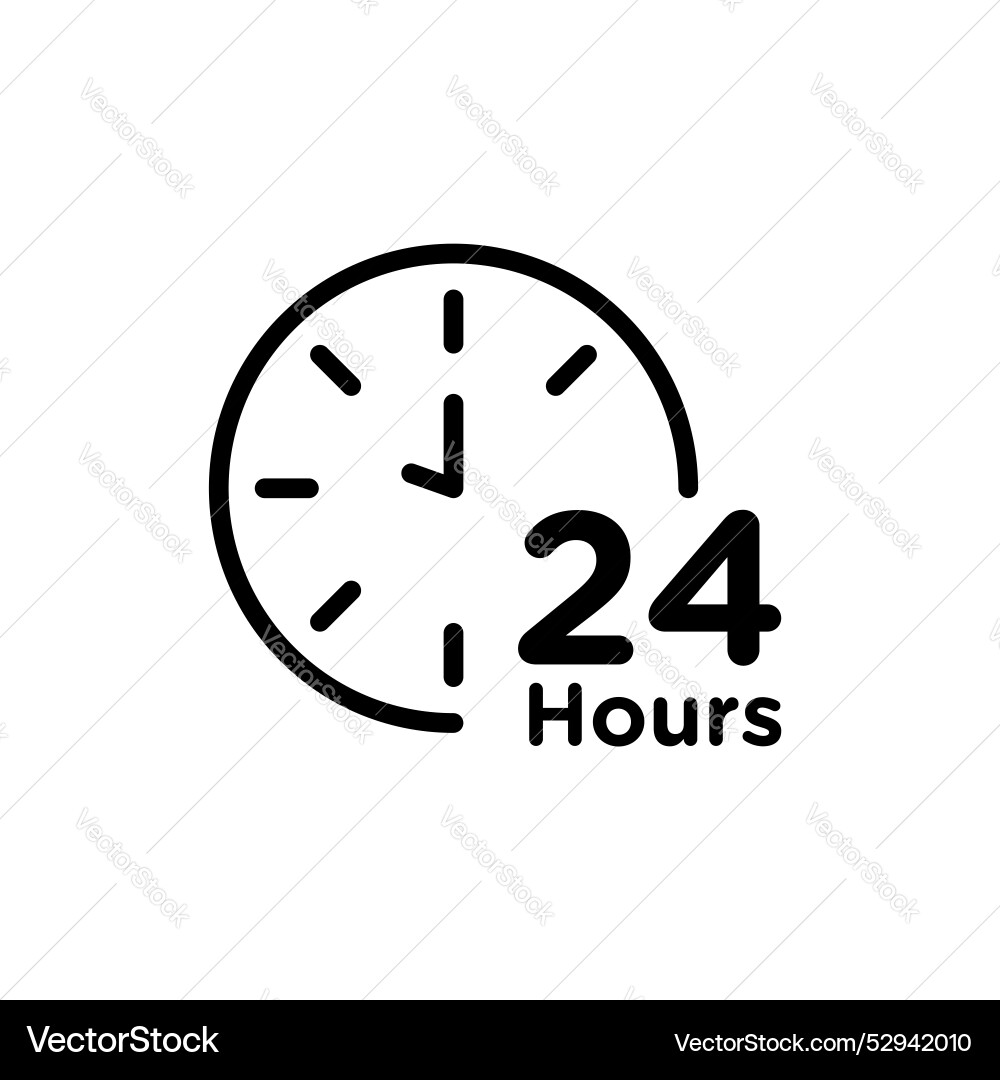 Twenty four hours icon set clock service support vector image