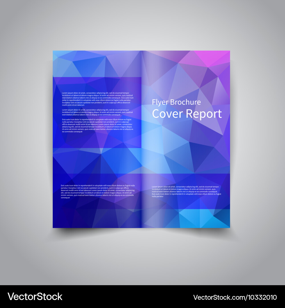 Two-fold brochure design template with abstract vector image