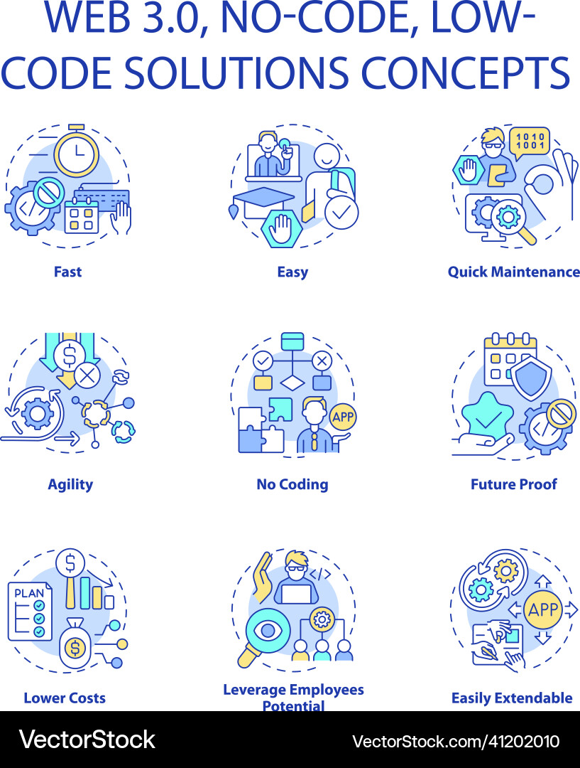 Web 3 0 concept icons set Web 3 0 concept icons set vector image