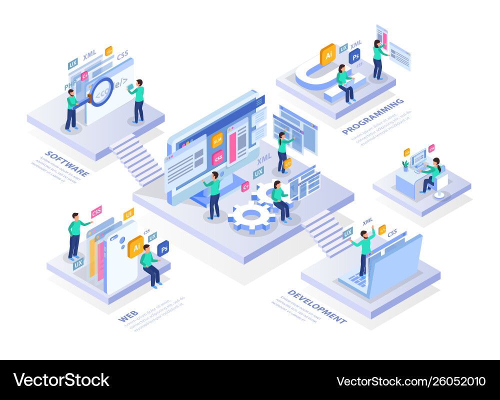 Web Development Isometric Concept vector image