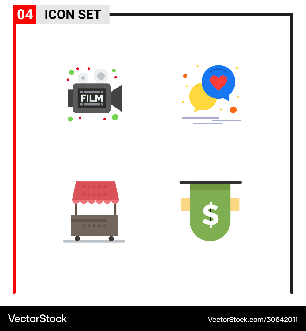 4 universal flat icons set for web and mobile Vector Image