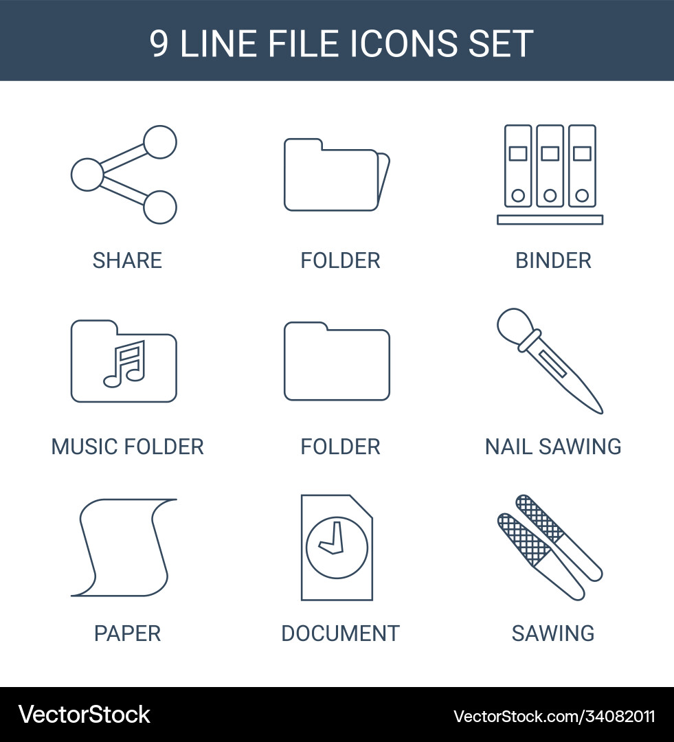 9 file icons vector image