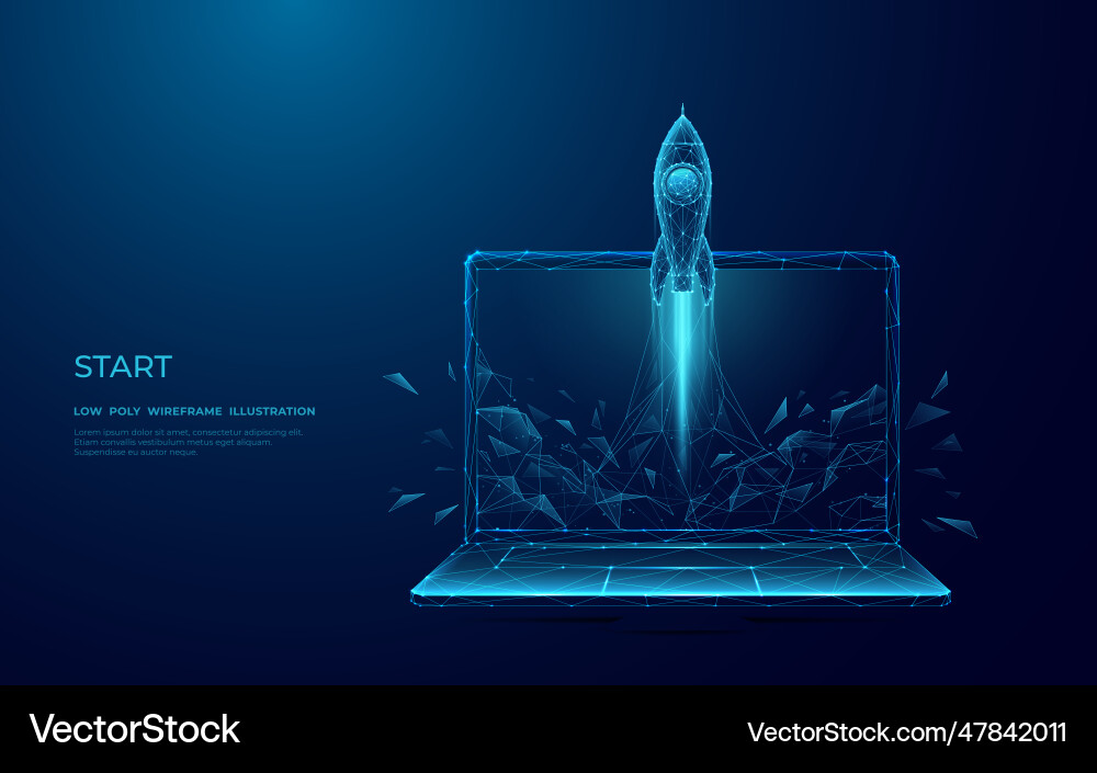 Abstract Rocket Launch on Screen vector image