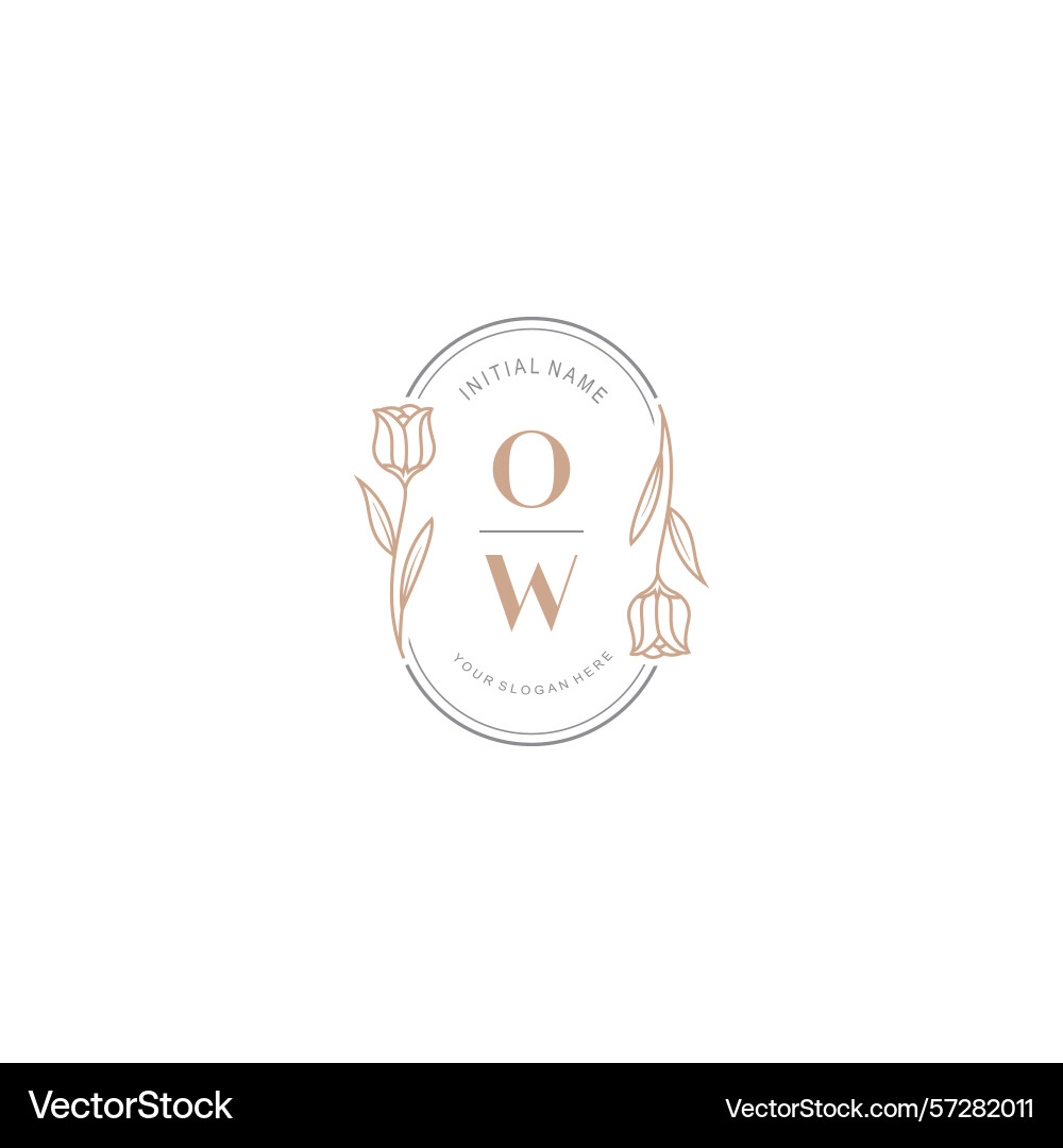 Botanical monogram logos with initial ow Botanical monogram logos with initial ow vector image