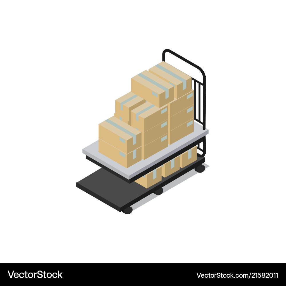 Cart loaded with boxes factory vector image