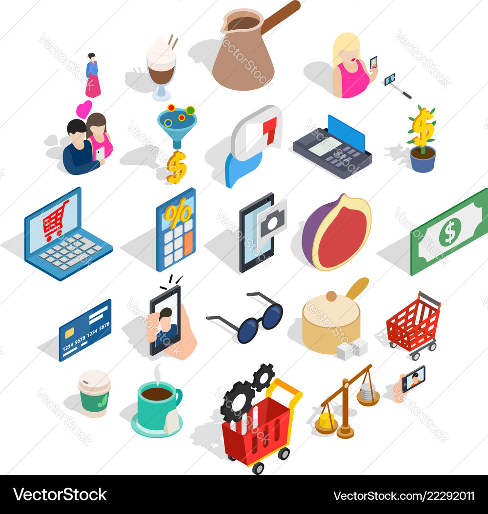 Commerce icons set isometric style Commerce icons set isometric style vector image