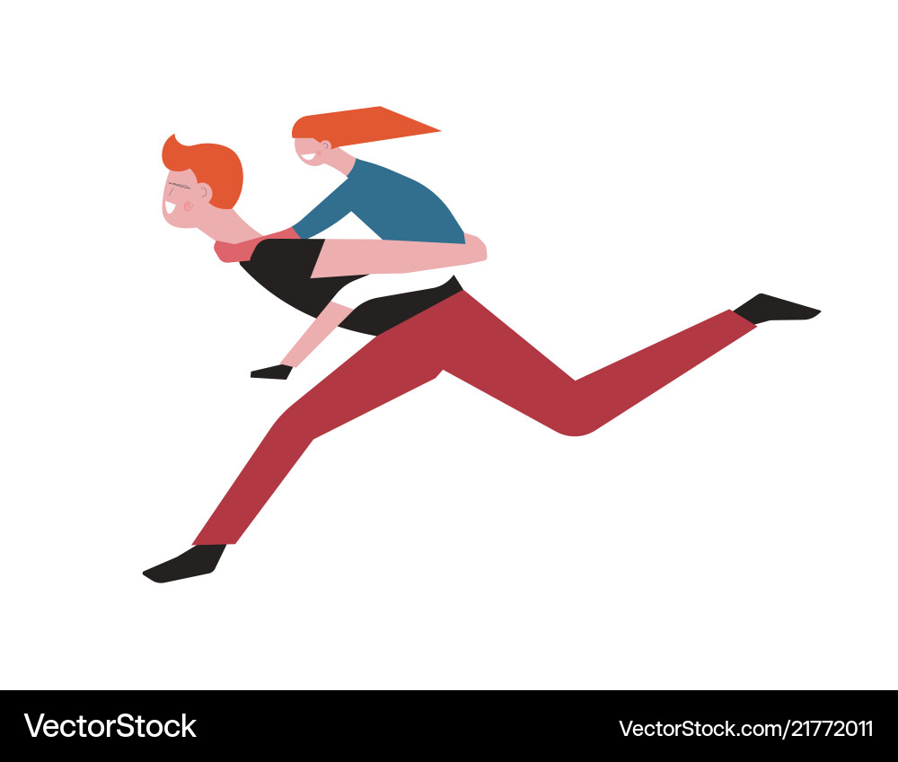 Daughter ride on father shoulders cartoon Daughter ride on father shoulders cartoon vector image