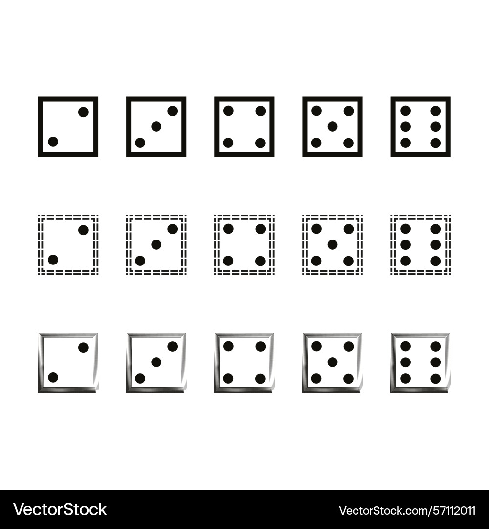 Dice dot icons game cube number five variation Dice dot icons game cube number five variation Vector Image