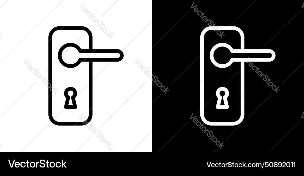 Door handle icon set knob lock latch symbol Vector Image