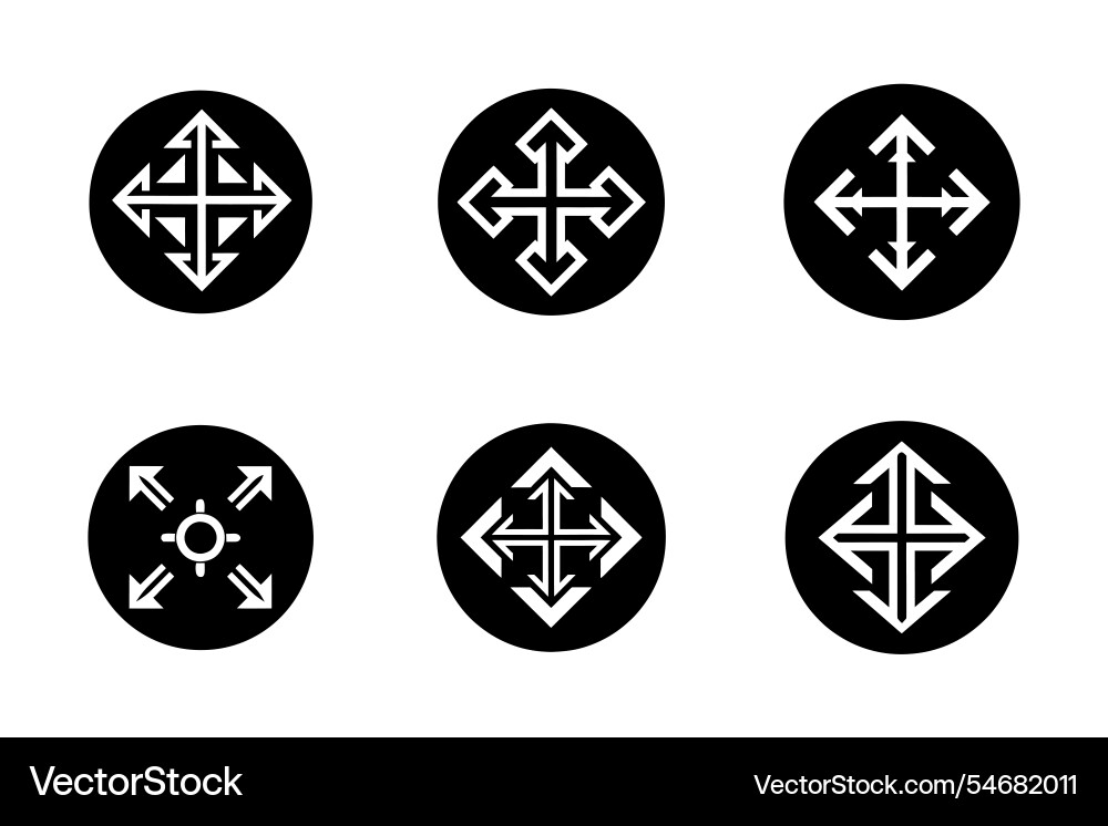 Expand icon bundle set in creative style Vector Image