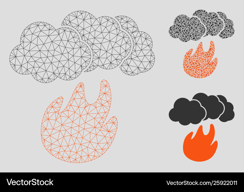 Fire with smoke mesh 2d model and triangle Vector Image