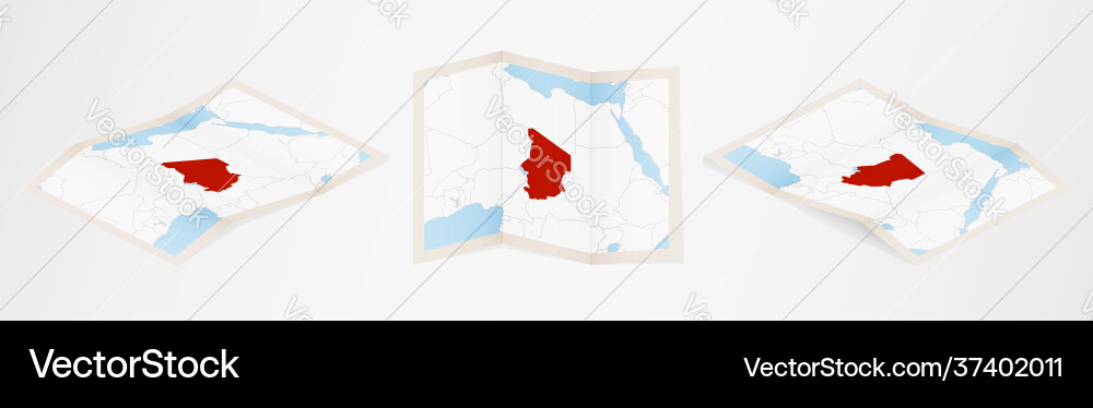 Folded map chad in three different versions Vector Image
