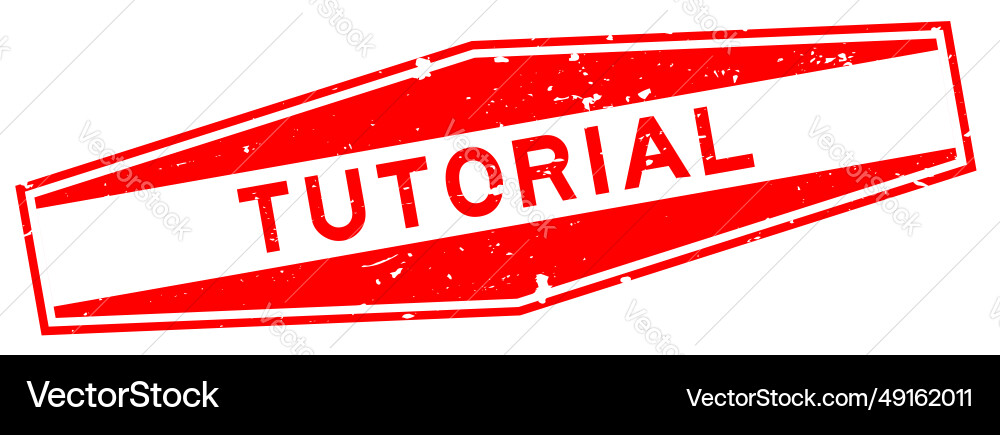 Grunge red tutorial word hexagon rubber seal Grunge red tutorial word hexagon rubber seal Vector Image