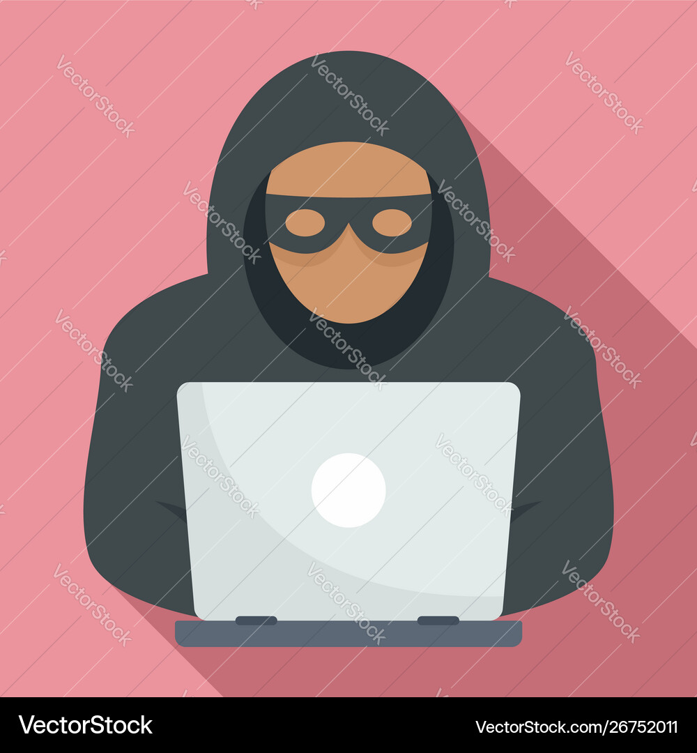 Laptop hacker icon flat style vector image