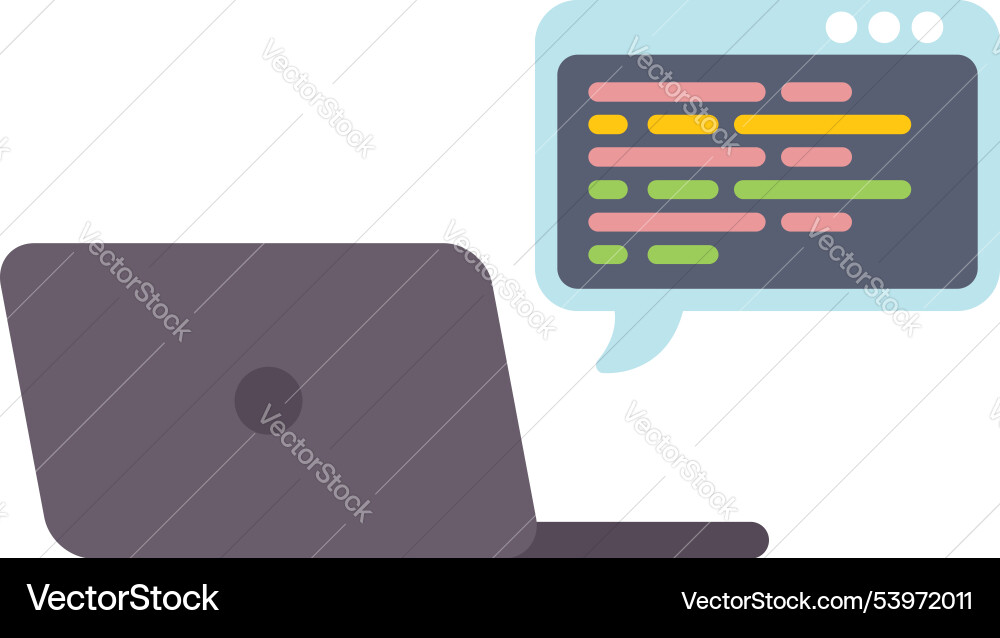 Laptop showing code in speech bubble icon Laptop showing code in speech bubble icon vector image