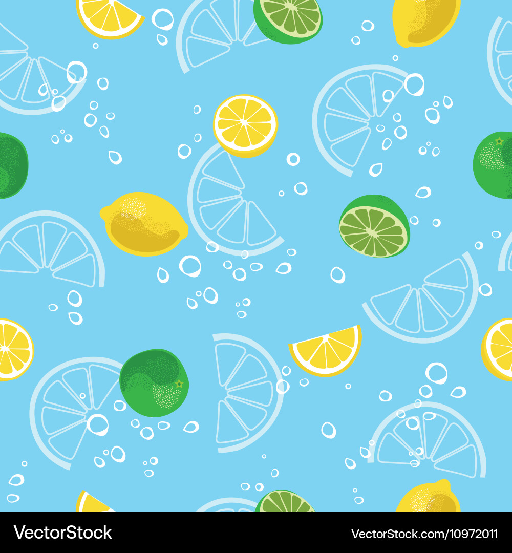 Lemon and lime lemonade seamless pattern vector image