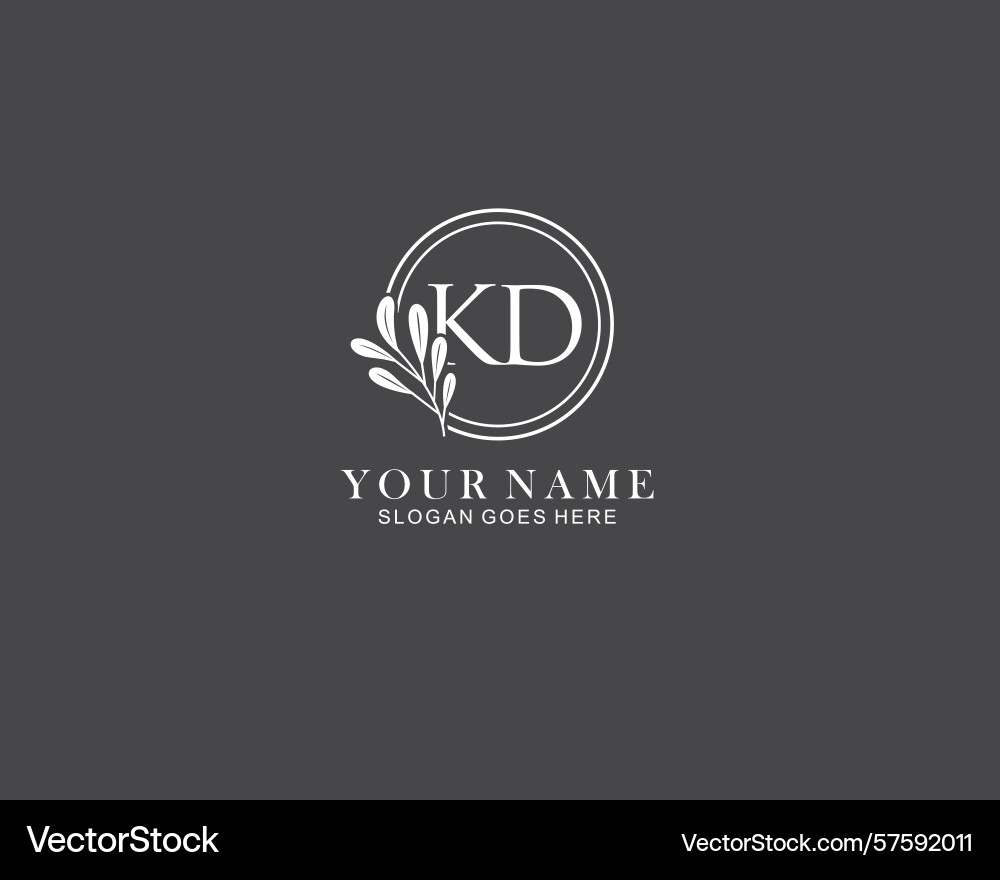 Minimalist kd monogram logos with botanical Vector Image