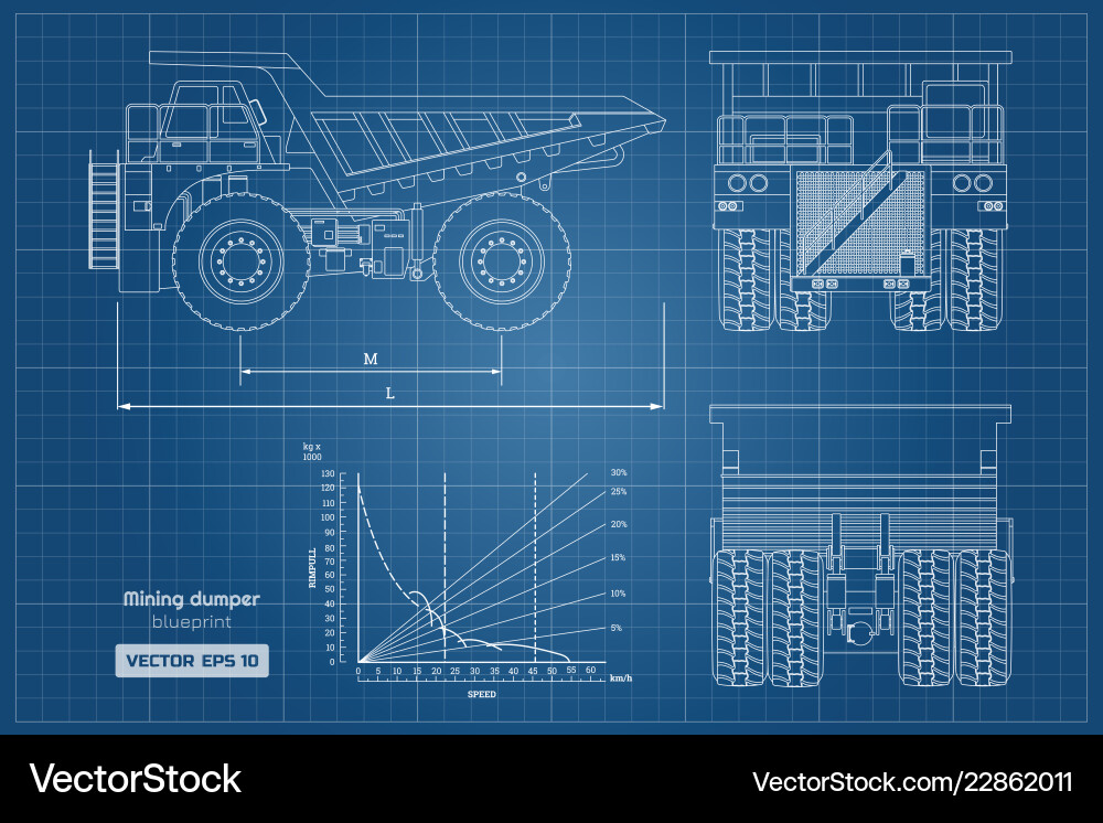 Mining Dumper Blueprint vector image