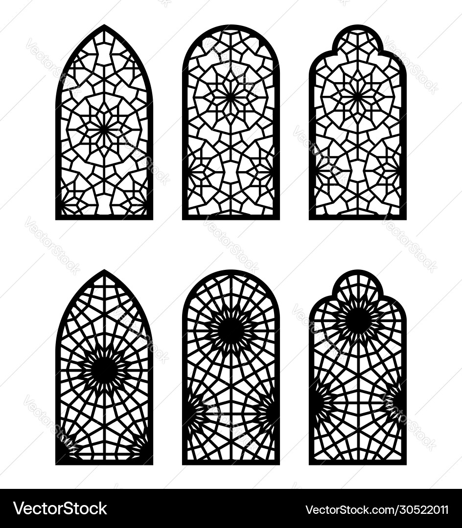 Moroccan arch window or door set cnc pattern Moroccan arch window or door set cnc pattern vector image