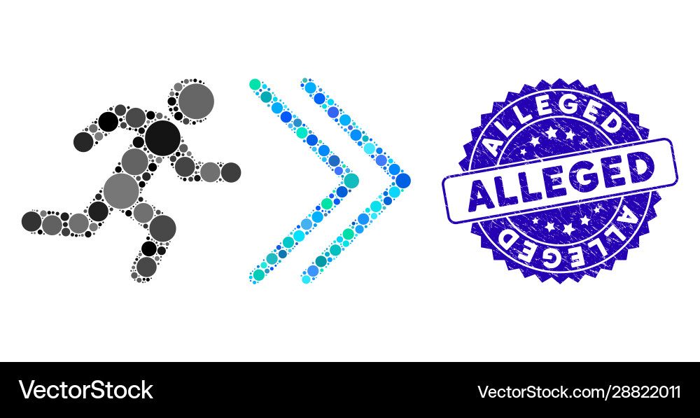 Mosaic exit direction icon with textured alleged Vector Image