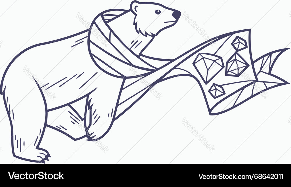 Polar Bear with Scroll Vector Image
