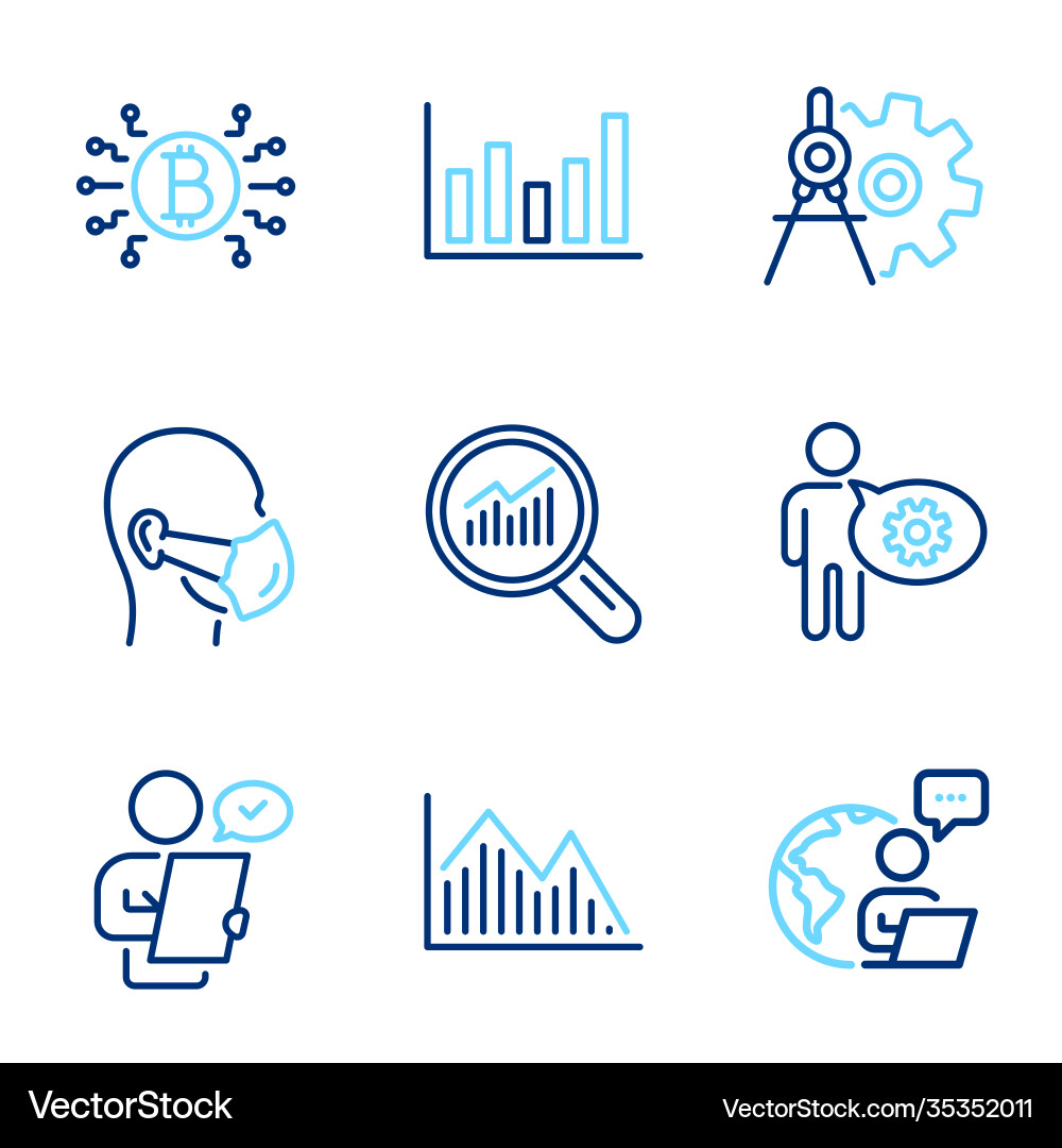 Science icons set included icon as column chart Vector Image
