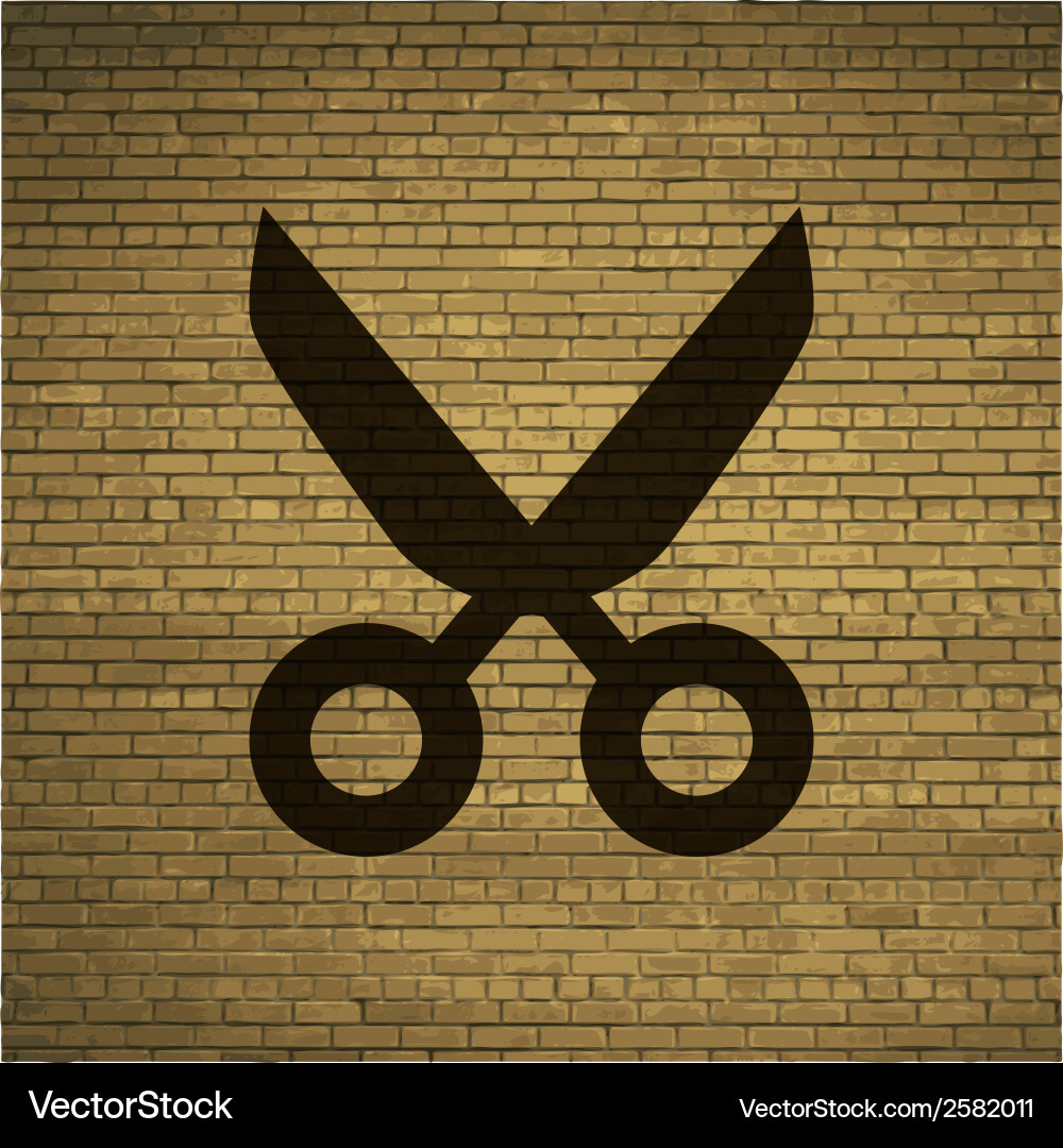Scissors flat modern web button and space for your vector image