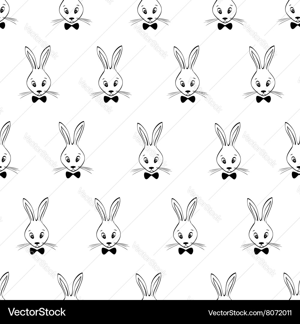 Seamless pattern with rabbits faces vector image