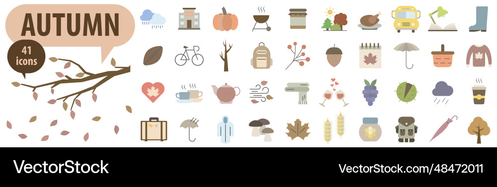 Set of autumn color icons time Set of autumn color icons time Vector Image