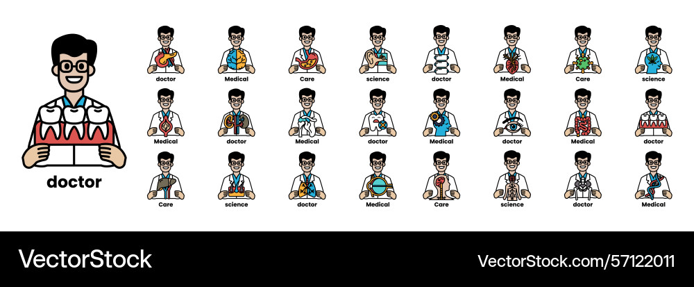 Set of in the concept doctors and things Vector Image