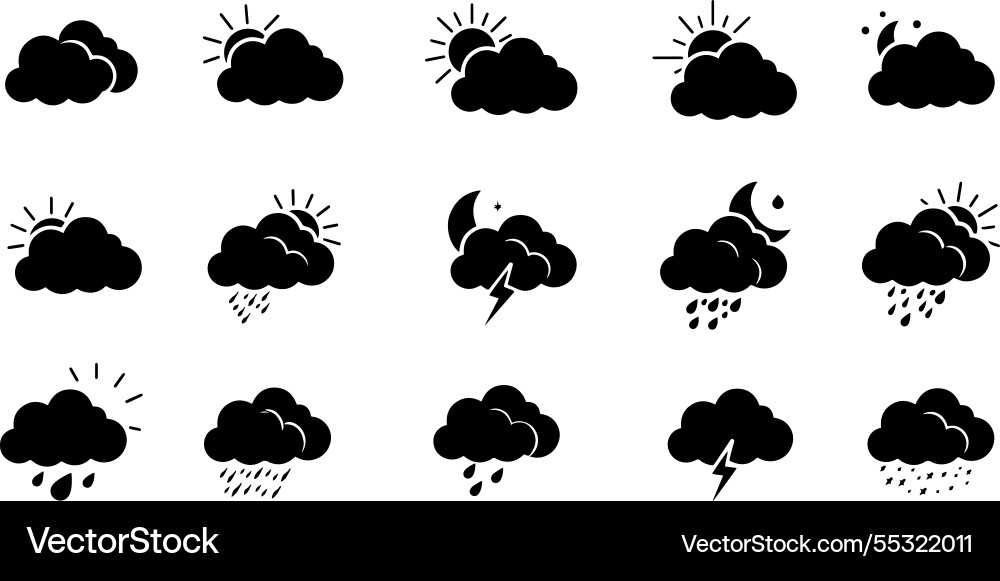 Set of simple weather icons Set of simple weather icons Vector Image