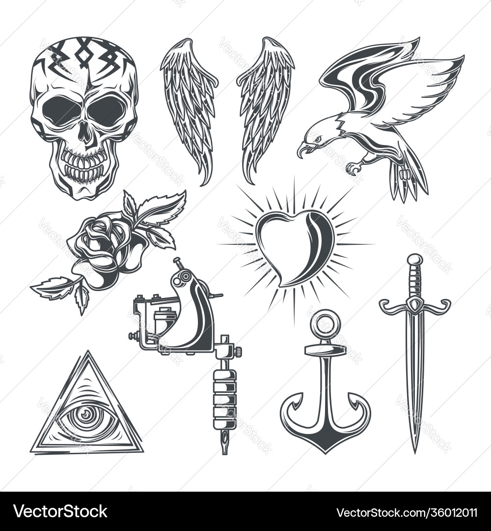 Set tattoo elements for creating your own Set tattoo elements for creating your own vector image