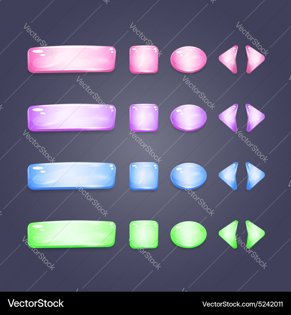 Shiny glass buttons of different shapes vector image