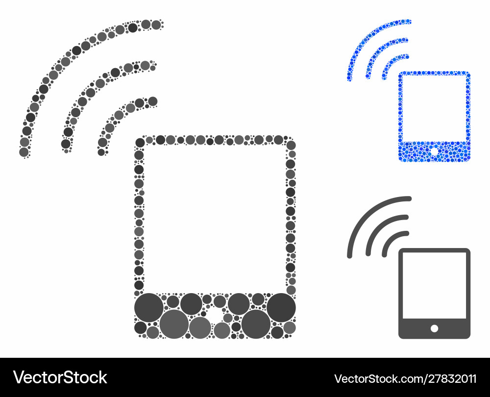 Smartphone wi-fi signal mosaic icon spheric Smartphone wi-fi signal mosaic icon spheric vector image
