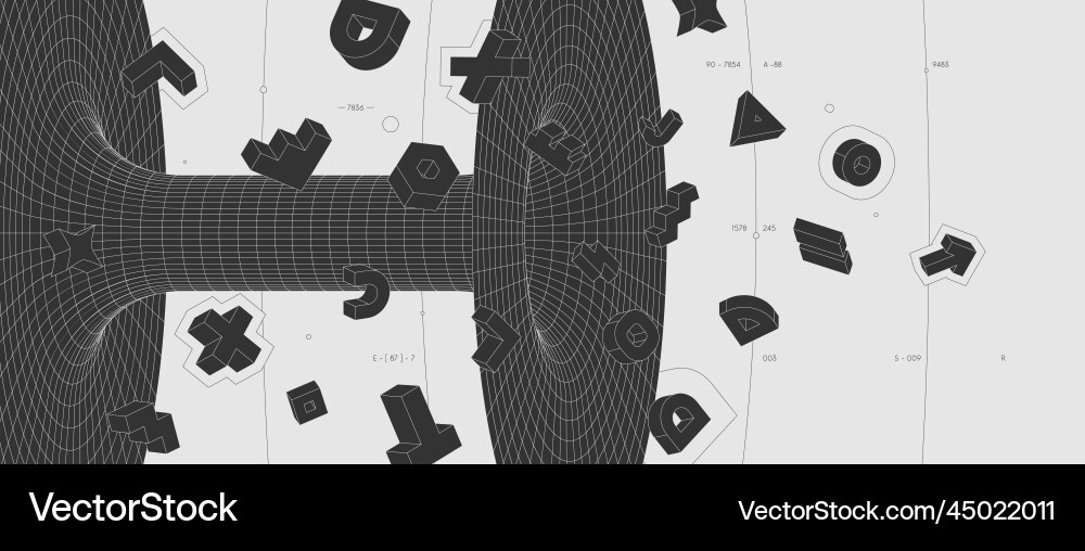Strange abstract modern wireframes 3d geometric Strange abstract modern wireframes 3d geometric vector image