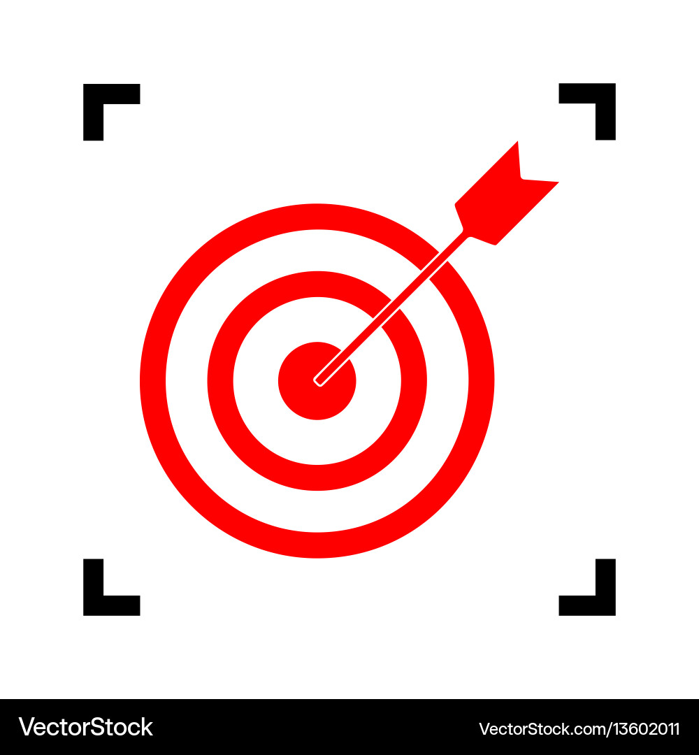 Target with dart red icon inside black vector image