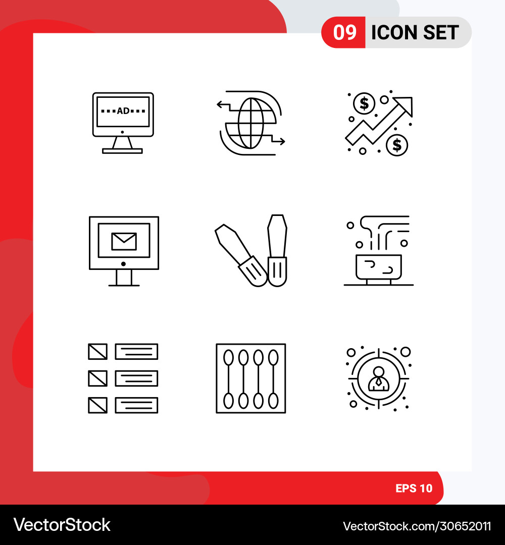 User interface pack 9 basic outlines vector image