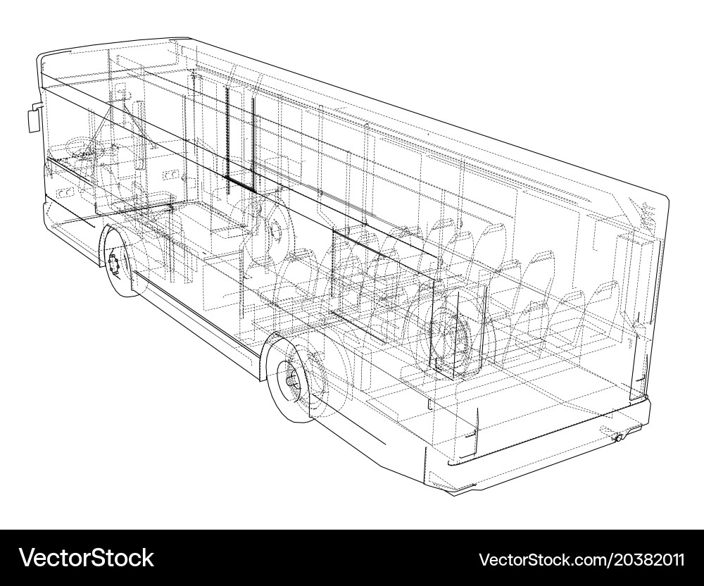 Wireframe City Bus Rendering vector image