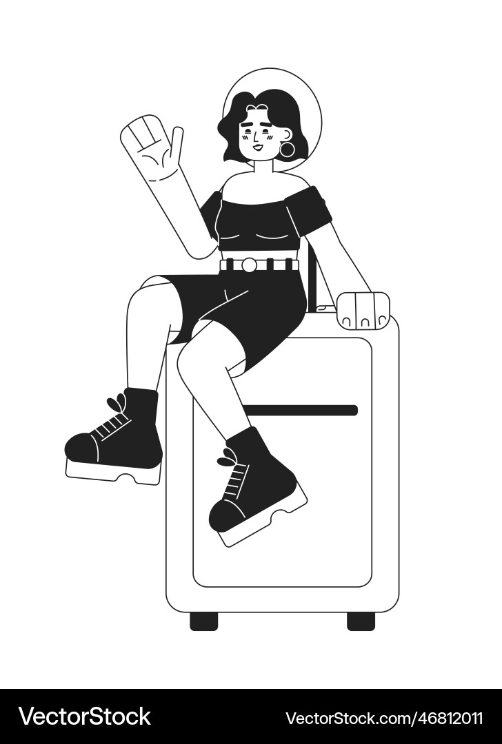 Woman with suitcase going on summer vacation Woman with suitcase going on summer vacation vector image